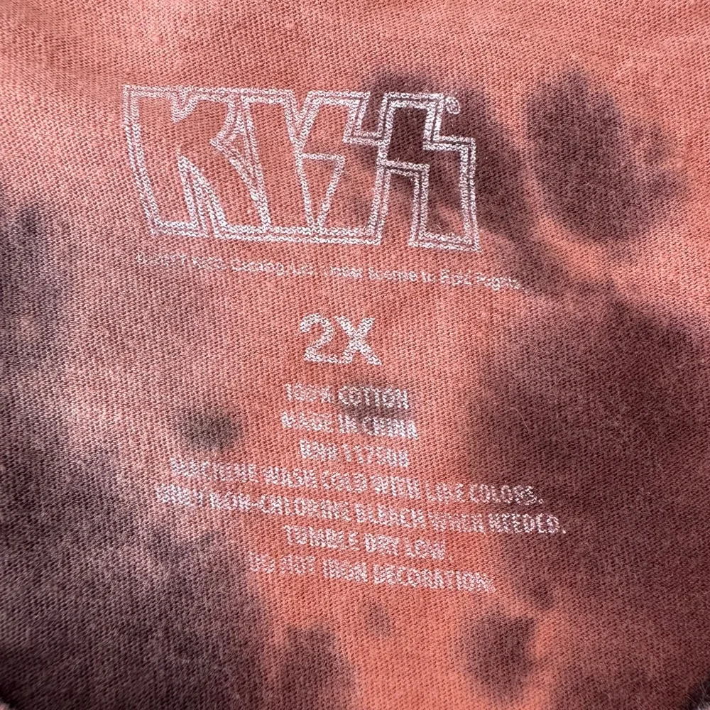 KISS Band Rock & Roll All Night Tank Top Womens 2X Plus Tie Dye Brown Sleeveless